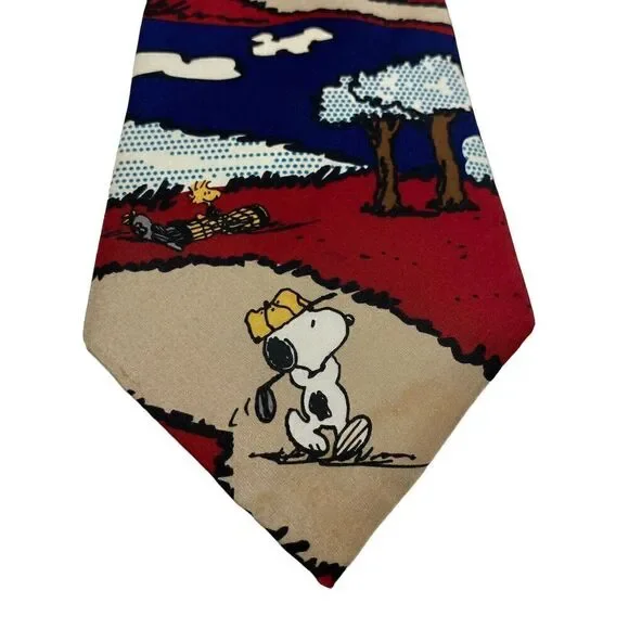 Peanuts Tie Mens Necktie Silk Snoopy's My Name Golf's My Game Peanuts Novelty - Picture 3 of 7